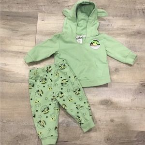 Star Wars Grogu 9 month 2 piece set, green